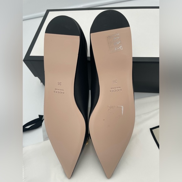 NEW GUCCI BLACK LEATHER HORSEBIT BALLET PRETTY BALLERINA FLAT SHOES BOX 36 - Picture 11 of 13